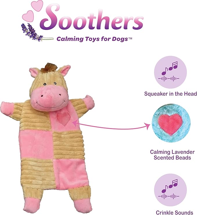 SPOT Soothers- Crinkle Paper Dog Toy-Separation Anxiety Toys for Dogs, Stuffing Free, Scented with Calming Lavender Fragrance Beads to Safely Calm & Relax Dogs and Puppies, 13in