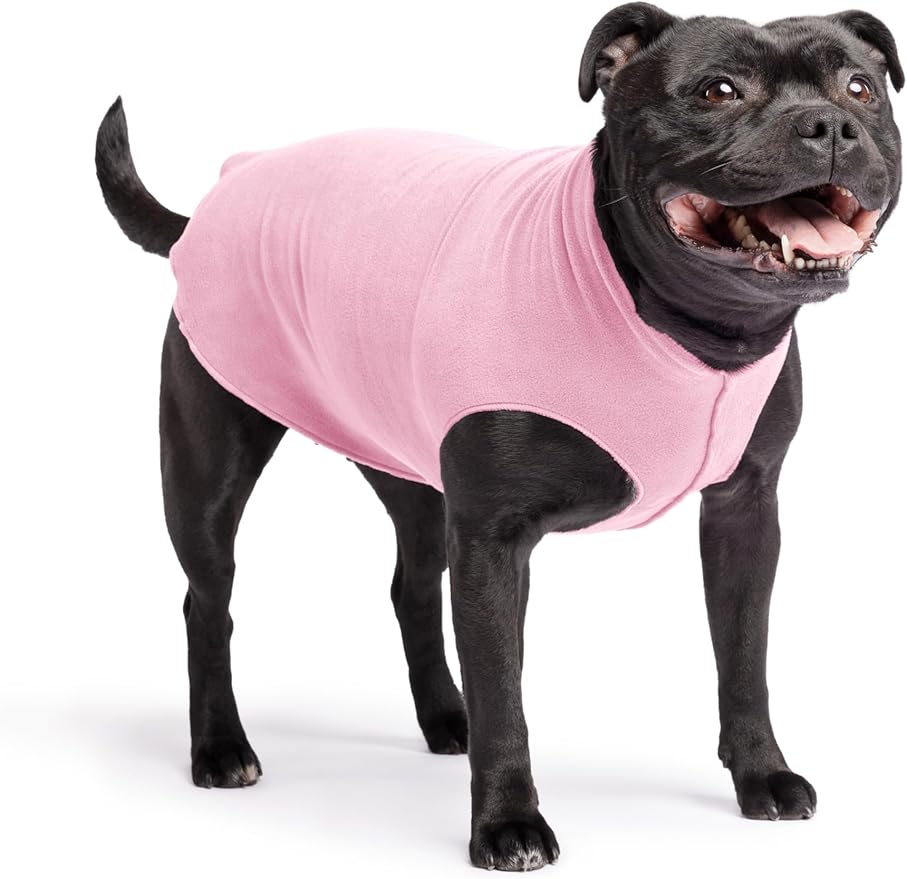 Goldpaw Stretchy Fleece Jacket for Small Dogs - Super Soft, Warm Dog Sweater - Pet Sweater Vest for Fall and Winter - Canine Clothes Made in The USA - Machine Washable - Rose - Size 16