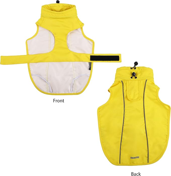 Adjustable Waterproof Dog Raincoat for Dogs,Lightweight Pet Rain Jacket Puppy Clothes with Reflective Strip for Small Medium Large Dogs (Yellow, X-Large)