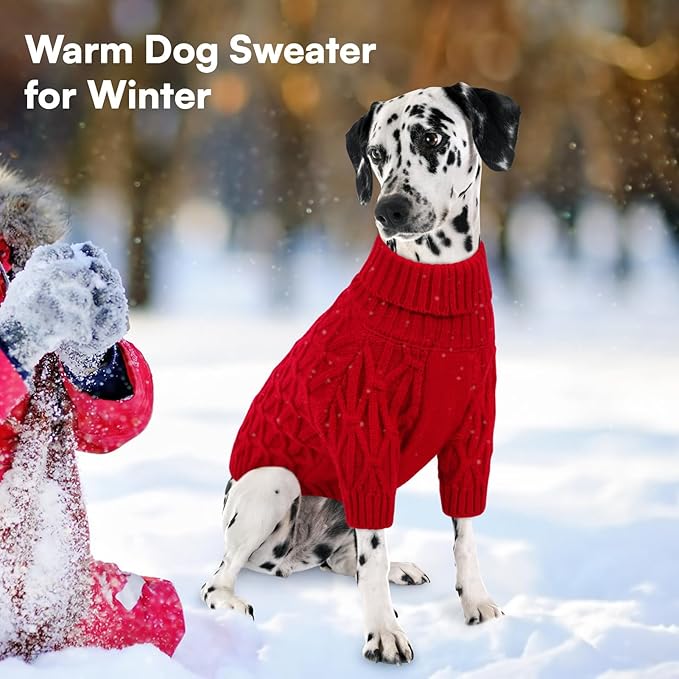 Queenmore Knitted XS Dog Sweater,Turtleneck Pullover Small Dog Sweater,Soft DogSweaters for Small Dogs Male Female, Pet Sweaters for Dogs,Thick Warm Pet Clothes for Teacup,Chihuahua(Red,XS)