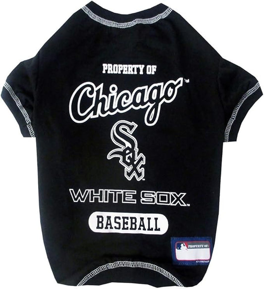 MLB Chicago White SOX Dog T-Shirt, Medium. - Licensed Shirt for Pets Team Colored with Team Logos. - Premium Stretchable Materials for The Comfort of Your Dog & cat.