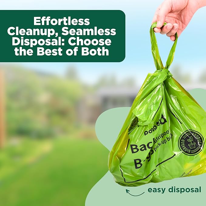 The Original Poop Bags® Backyard Arm-Slot Poop Bags – 38% Plant-Based Dog Waste Bags – Extra-Large 12x24" Bags with Built-In Arm Slot for Backyard Cleanups – Unscented (16 Count)