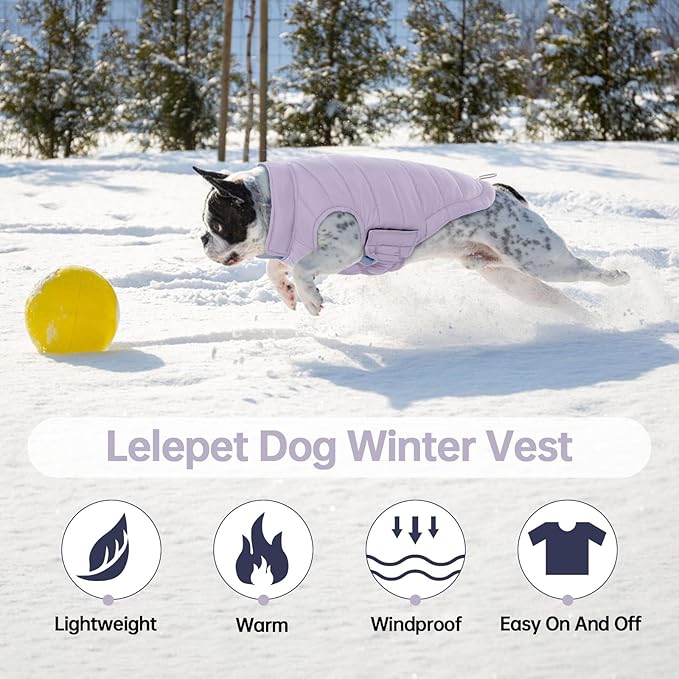 Lelepet Reversible Dog Coat Waterproof Dog Jacket Windproof Puffer Vest for Winter Warm Lightweight Coats for Large Dogs Adjustbale Hook & Loop Pet Apparel with Leash Hole, Golden Retriever, 3XL