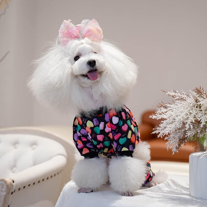 CuteBone Small Dogs Valentines Outfit Soft Puppy Onesies Pjs Dog Pajamas Pet Coat Cat Apparel Comfy Doggie Jumpsuit Bodysuit for All Seasons P272XL