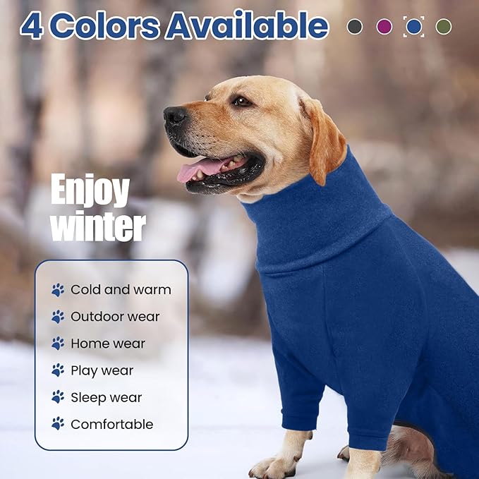 Dog Winter Coat,Full Body Pajamas Onesie Warm Dog Cold Weather Jacket,4-Legged Onesie Jumpsuit,High Collar Snowsuit Sweater for Walking, Hiking, Travel, Home Wear