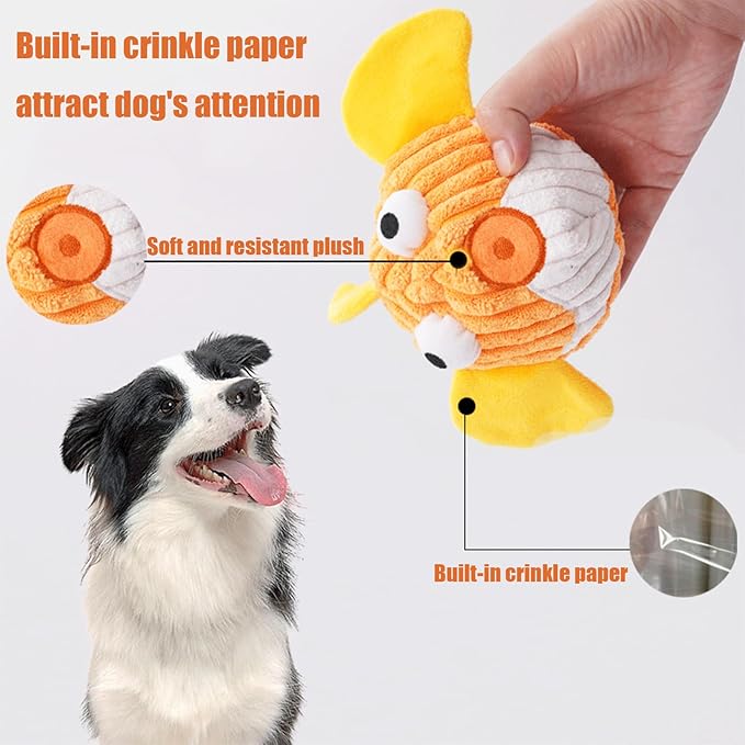 Squeak Dog Toys for Aggressive Chewers, No Stuffing Squeak Dog Chew Toys for Aggressive Chewers, Interactive Dog Toy Ball with Crinkle Paper for Medium Dogs, Large & Small Breeds (B-Blue Whale)