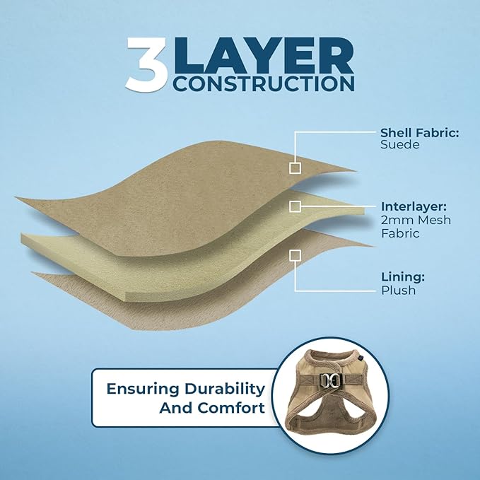 Voyager Step-In Plush Dog Harness – Soft Plush, Step In Vest Harness for Small and Medium Dogs by Best Pet Supplies - Harness (Latte Suede), XL (Chest: 20.5 - 23")
