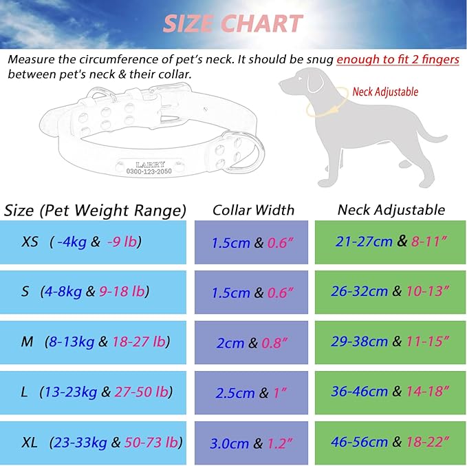 Yonsbox Personalized Dog Collar with Nameplate – Genuine Leather, Engraved Pet ID Tag with Phone Number – Adjustable Custom Dog Collar for Small, Medium & Large Dogs, Durable Cowhide Collar