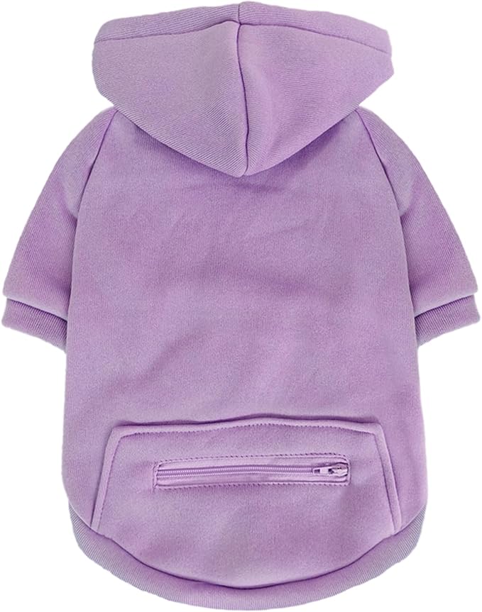 Jecikelon Pet Dog Cold Weather Coat with Pocket Winter Dog Hoodie Warm Puppy Clothes for Small Dogs Chihuahua Clothing (Purple, Large)