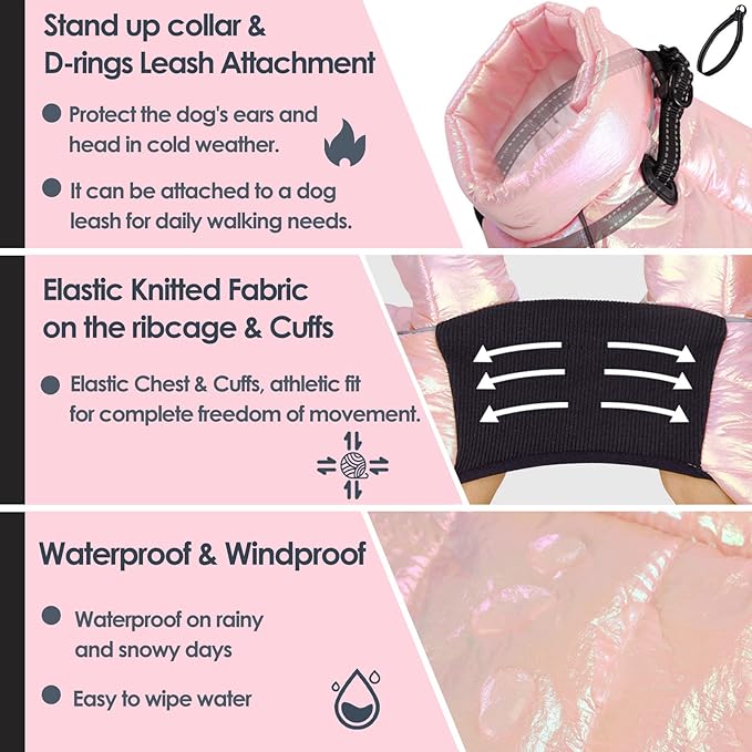 AOFITEE Dog Coat, Waterproof Dogs Jacket for Winter, Warm Fullbody Small Dog Snowsuit, Winter Coat for Small Dogs, Zip Up Pet Puffer Jacket Fleece Vest, Outdoor Reflective Pet Snow Jackets, XXL