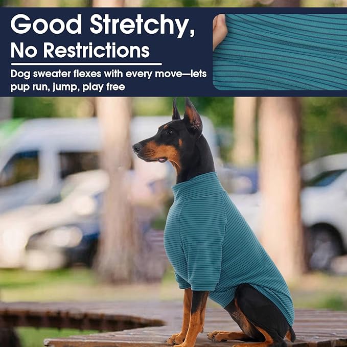 IECOii 2 Pack Dog Fleece Sweater for Small Dogs, Warm Dog Turtleneck with Stretch for French Bulldog, Cozy Fall Winter Pullover Dogs Sweatshirt with Sleeve, Indoor & Outdoor Sweaters for Walking, L