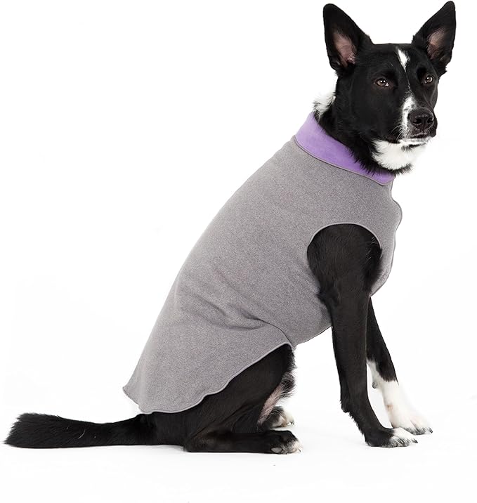 Goldpaw Duluth Double Fleece Dog Sweater Vest for Medium Dogs - Soft, Stretchy Dog Fleece - Warm Pet Jacket for Fall and Winter - Premium Pet Outerwear - Machine Washable - Charcoal/Lavender - Size 16
