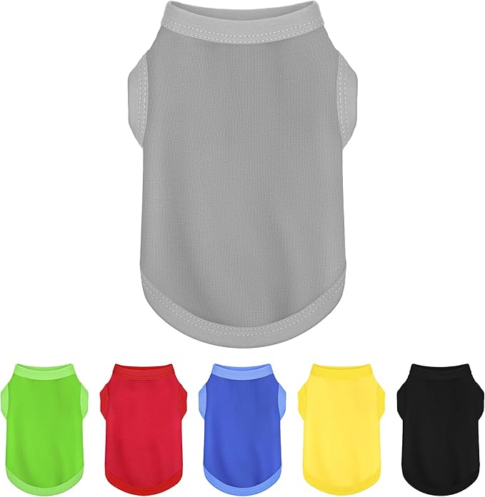 Elevate Your Dog's Fashion Quotient with Colorful and Breathable Sleeveless Cotton Shirts! Perfect Pet Apparel for Small to Medium Dogs Gray 4XL