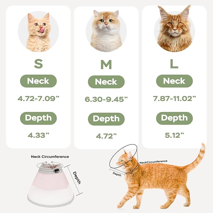 Cat Cone Collar Soft: Comfortable Waterproof Mesh Recovery Cone After Surgery to Stop Licking and Scratch, Alternative to Plastic Elizabeth Head/Neck Cone(Pink, M)