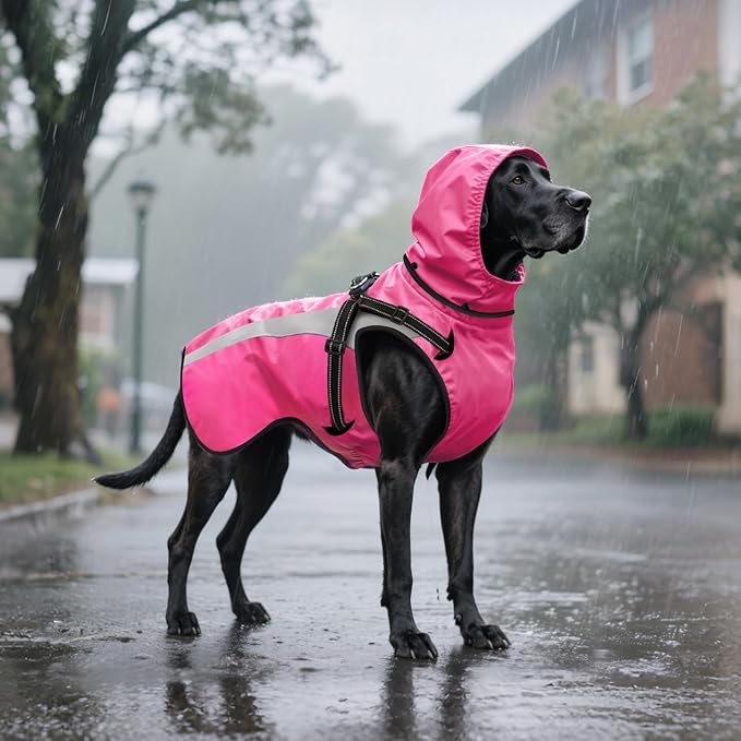 Mosucoirl Dog Raincoat Waterproof Raincoats for Dog Reflective Dogs Rain Jackets with Hood Hoodie Pet Rain Poncho Coat for Small Medium Large Dogs Puppies S-XXL (Pink, XXL)