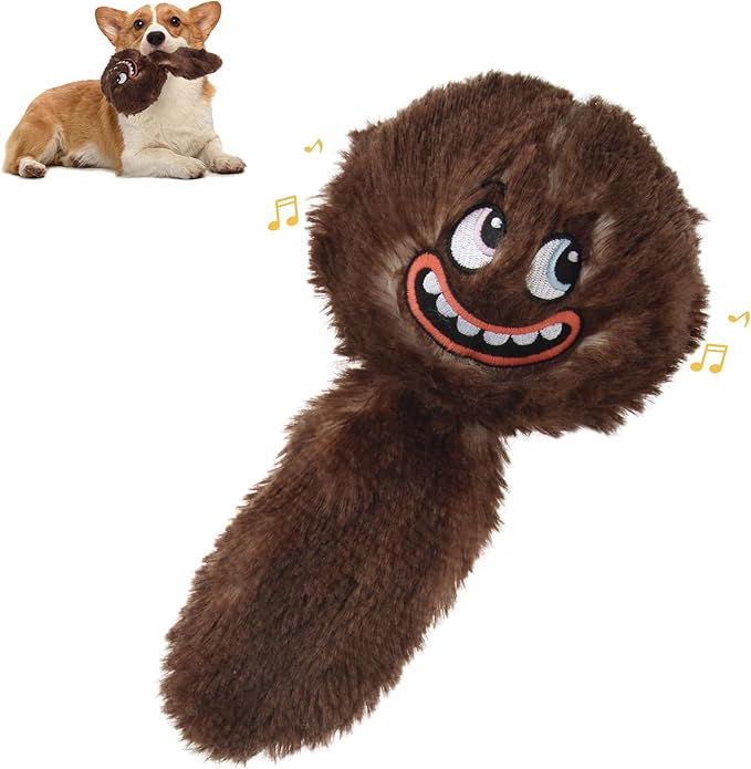 PETGEEK Interactive Squeaky Dog Toy, Upgraded Automatic Moving Vibrating Dog Ball with Plush Cover, 900mAh Rechargeable Bouncing Ball with Recording Music Mode, Crinkle Dog Toy for Pet Boredom, Brown