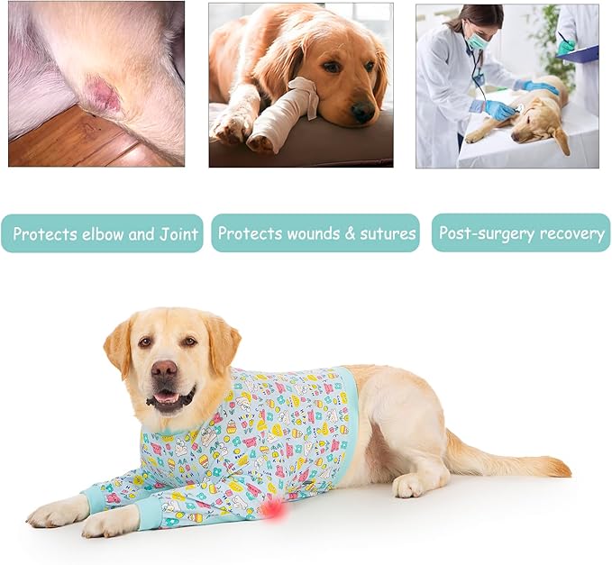 Dog Recovery Shirt for Front Legs, Dog Elbowpads Sleeve Protect Dogs Elbows Arms,Stop Licking Joints After Surgery, Help with Injury Healing Covers The Wound, Cone Alternatives (Blue, 4XL)