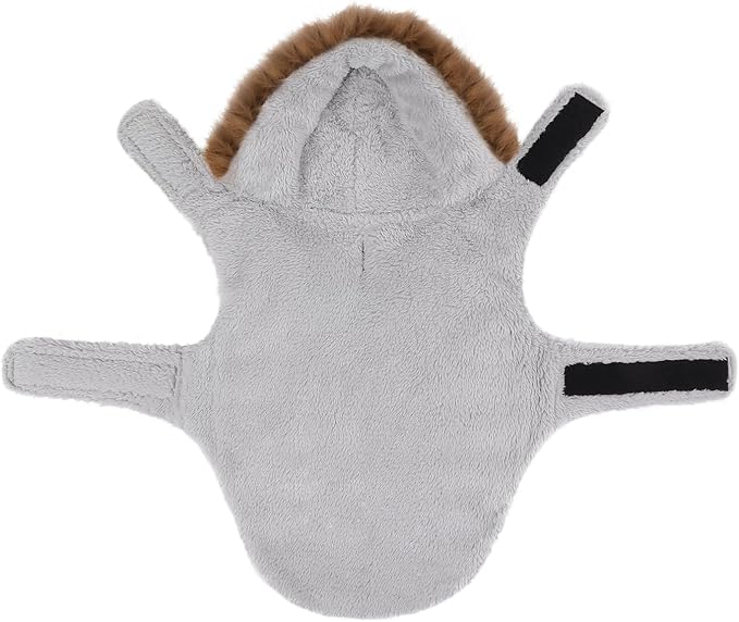 HDE Dog Puffer Jacket Fleece Lined Warm Dog Parka Winter Coat with Harness Hole White Rainbow Stripe - XL