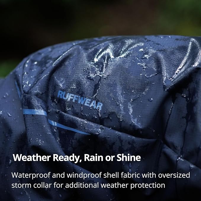 Ruffwear, Sun Shower Dog Raincoat Coverall, Waterproof & Windproof All-Weather Jacket with Full Coverage & Leg Straps, Lightweight & Reflective Dog Gear, Midnight Blue, Small