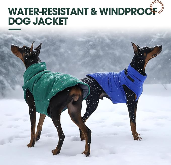 Kuoser XXL Dog Jacket Waterproof | ·Ripstop Fabric·Heavy Duty Zipper·Chest Guard·Alaskan·No Lifting Needed