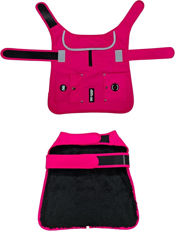 Joyride Harness FrostFlex Dog Winter Jacket - Fleece Lined & Water-Resistant - Snowsuit with Pockets for Treats & Poop Bags - Durable Cold Weather Dog Coat - Pink Berry-M