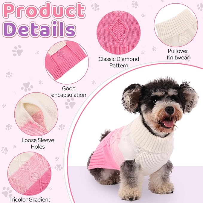 ASENKU Warm Dog Sweater for Small Medium Dogs,Pet Sweaters for Fall Winter Dog Clothing,Thicked Pullover Puppy Cat Turtleneck Sweater for Doggie Chihuahua Clothing