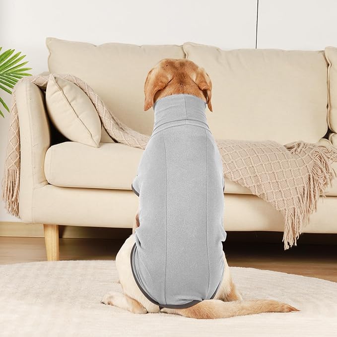 ROZKITCH Dog Winter Coat Soft Pullover Pajamas, Pet Windproof Warm Cold Weather Jacket Vest Cozy Jumpsuit Apparel Outfit Clothes for Walking Sleep Grey M