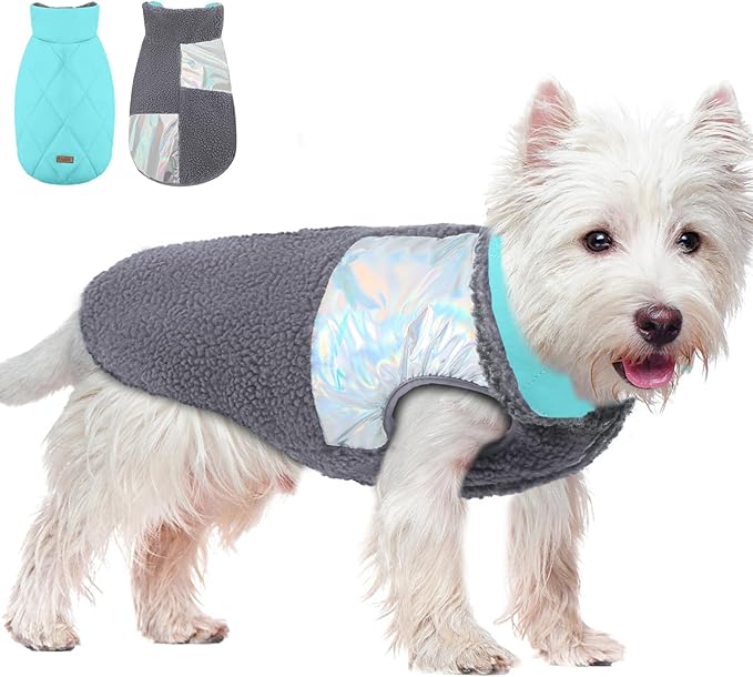 EMUST Dog Snow Jacket, Sweater for Dogs, Windproof Waterproof Fleece Lining Extra Warm Coats for Dogs, Grey, M
