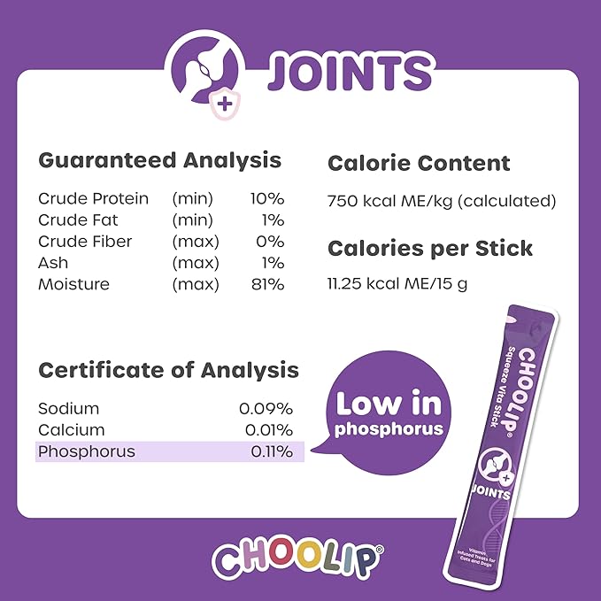 Choolip Squeeze Vita Stick Lickable Cat & Dog Treats – 14 Sticks (2×7 Value Bundle) Joint Support, Creamy Grain-Free Puree with MSM, Green-Lipped Mussel & Vitamin E for Mobility & Cartilage Health