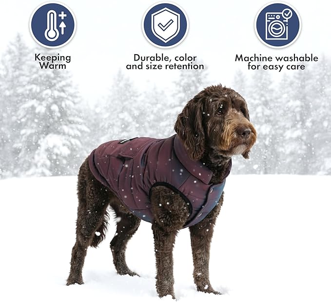 Spark Paws Dog Winter Jacket, Water-Resistant Coat, Warm Reflective Windproof Fleece-Interior, for Medium and Large Dogs - Cosmic - L