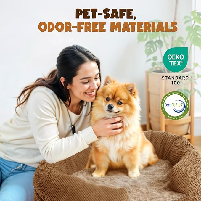 Orthopedic Dog Bed for Large Dogs, Removable Washable Cover, Memory Foam Indestructible Pet Couch for Big Dogs, Sturdy and Cozy Round Bed with Bolstered Sides, Durable Crate Bed, Camel