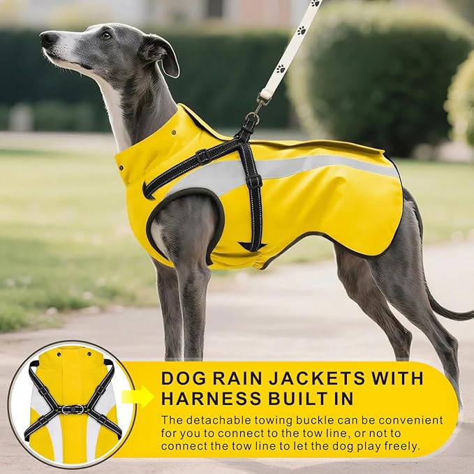 Mosucoirl Dog Raincoat Waterproof Raincoats for Dog Reflective Dogs Rain Jackets with Hood Hoodie Pet Rain Poncho Coat for Small Medium Large Dogs Puppies S-XXL (Yellow, S)