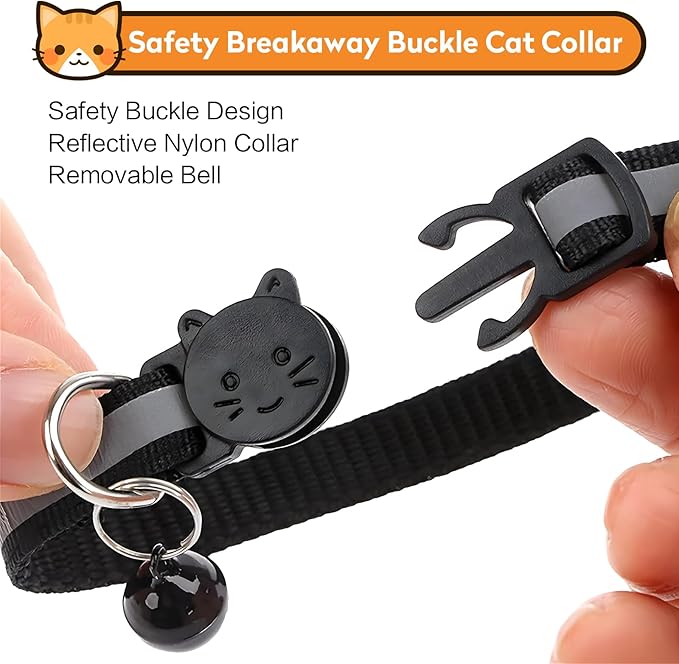 Airtag Cat Collar with Bell, Reflective Nylon Kitten Collar with Apple Air Tag Holder and Breakaway Safety Buckle for Puppy Girl Boy Cats, 3/8" in Width and Lightweight, Green
