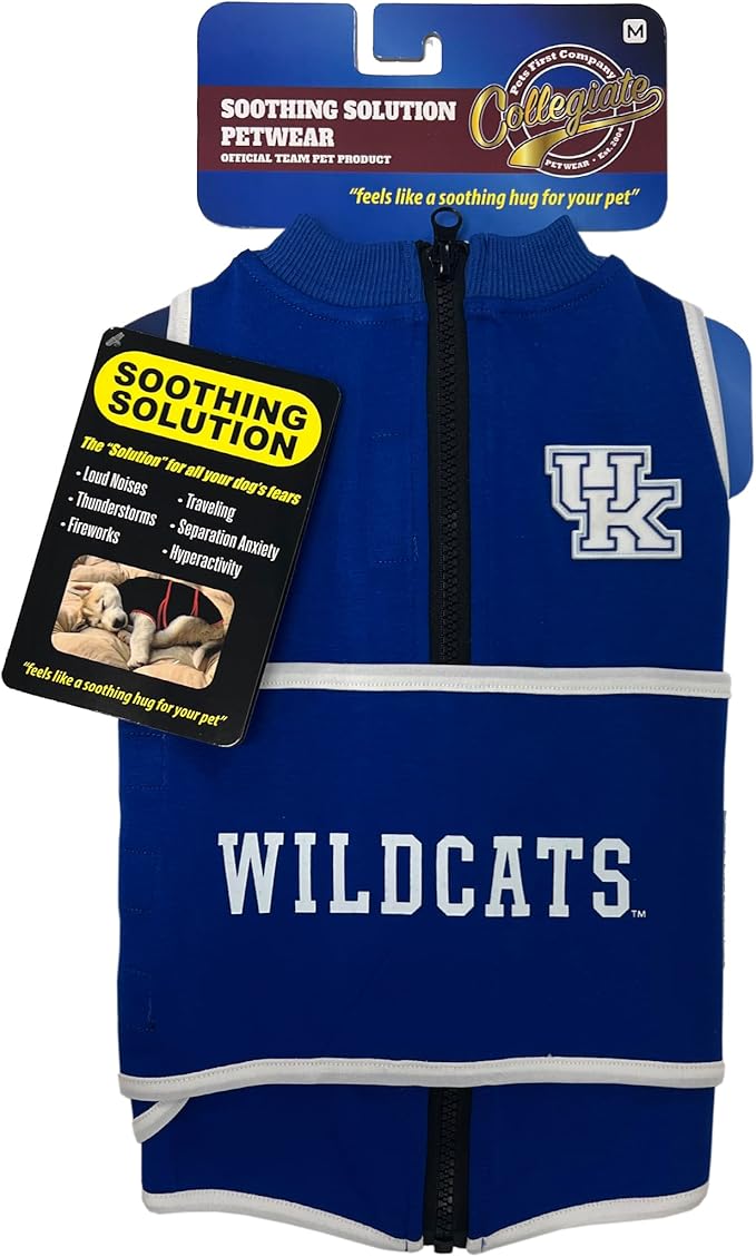 NCAA Kentucky Wildcats Dog Anxiety Shirt Calming Soothing Vest for Dogs Cats with Anxiety, Fears, Fireworks, Loud Noises, Dark, Lonely Keeps Dogs Calm & Feeling Safe, Relaxing Jacket, X-Small