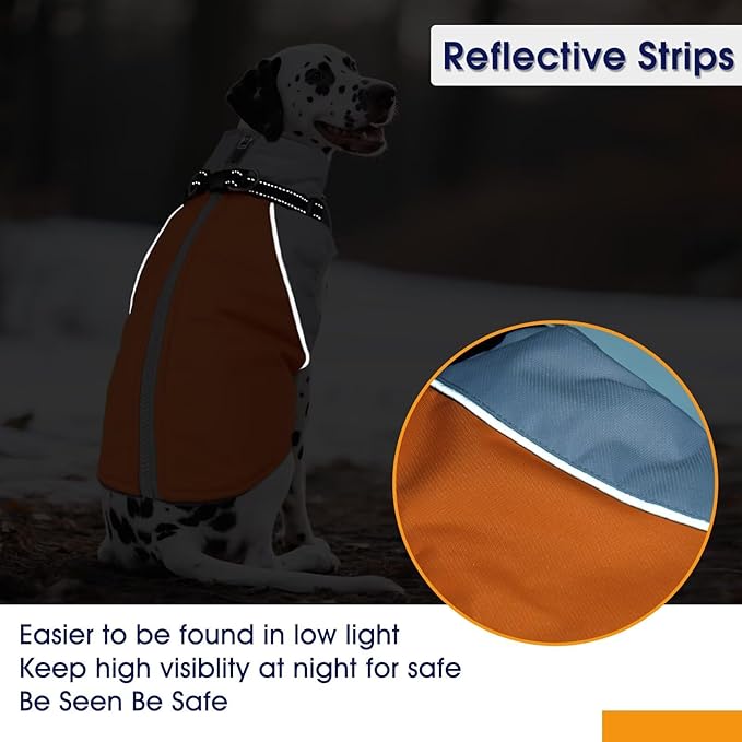 Small Dog Coat with Harness Built in,Warm Dog Jacket Water-Repellent Pet Winter Coat Snowsuit for Cold Weather,Reflective Fleece Jackets,Warm Pet Jacket with Zip,Doggy Winter Coats,Orange,S