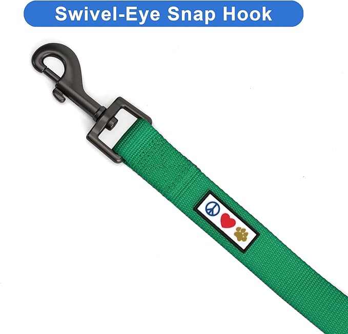 Pawtitas Personalized Dog Leash - Embroidered Custom Leash with Pet Name & Phone Number, 6 ft Long, Extra Small, Lush Green