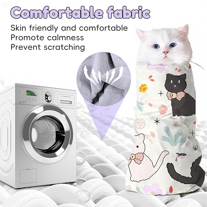 27.6"Cat Grooming Wrap (for nail trimming and veterinary care) - Large-Scale Anti-Escape Cat Containment Device- Multifunctional pet grooming essential, (C3 Suitable for 15 lbs)