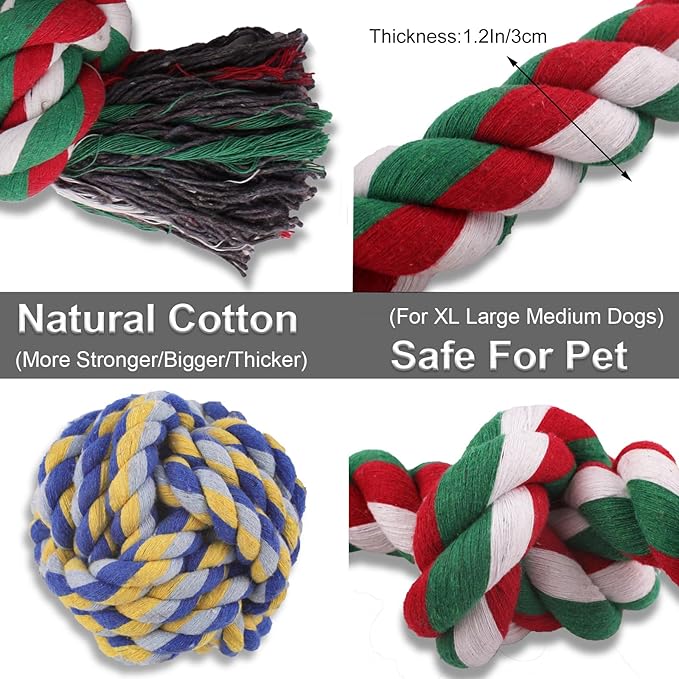 Rope Toys for Dogs Aggressive Chewers, Tug Toys for Large Dogs 40In 6 Knots Dog Tug of War Rope with Ball, Indestructible Giant Dog Toys Bulk Chew Toys for Teething Pet Playing Training