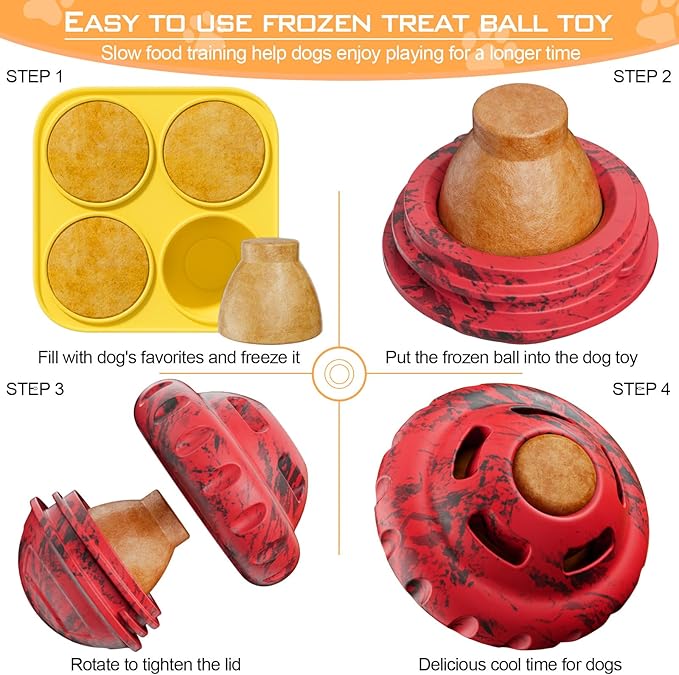 Dog Toys to Keep Them Busy,Frozen Treat Dog Enrichment Toys,Slow Food Training to Relieve Boredom and Stimulating,Dog Puzzle Treat Food Dispensing Ball Toy for Small Medium Large Dogs