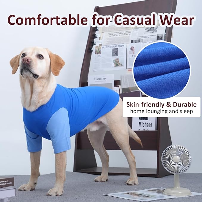 IKUPUKO 2 Pack Dog T-Shirts for Extra Large Dogs Soft Breathable Cotton Shirt Shedding Control Clothes for Great Dane, Summer Hot Weather Walking, Seaside, Park Play, XXXXXL