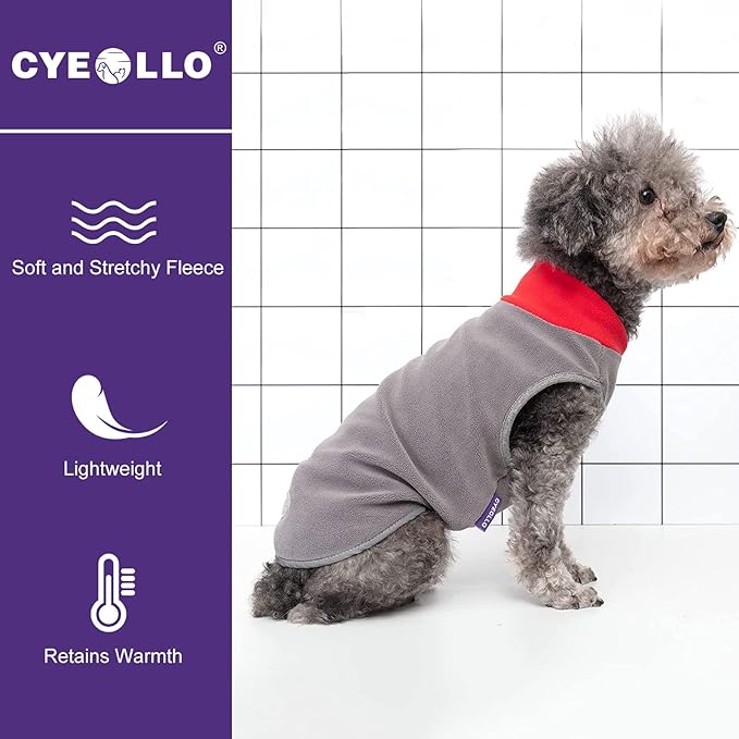 cyeollo 2 Pack Dog Sweater Fleece Vest Pullover Pet Sweatshirt Reflective Lightweight Dog Clothes for Large Dogs Boy Girl Pet Apparel Red, Grey, XXXL