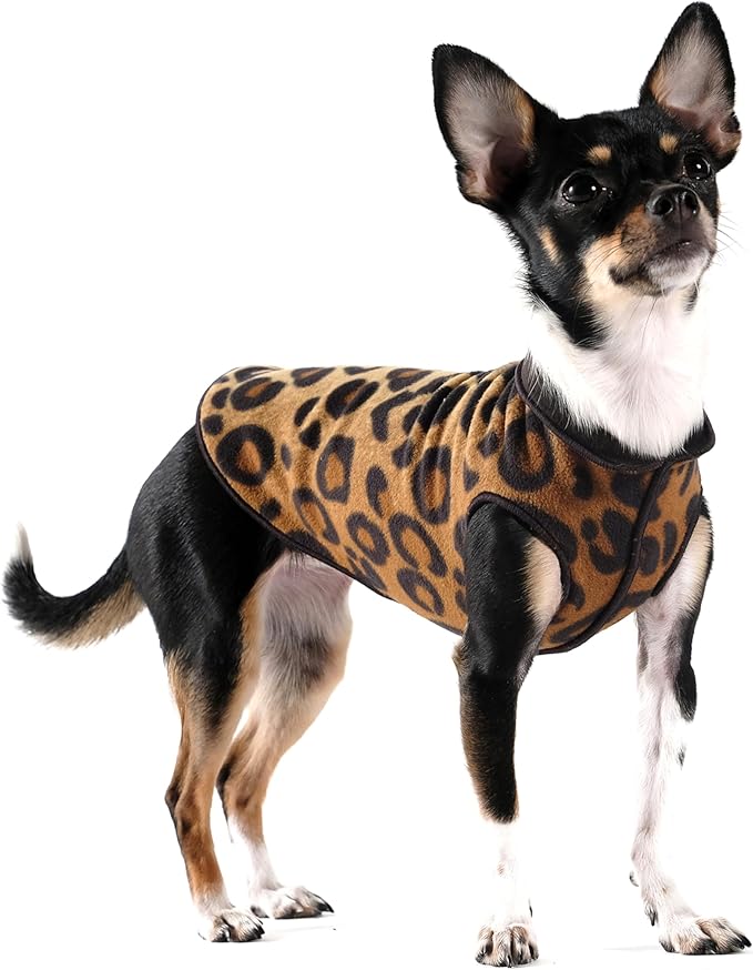 Goldpaw Duluth Double Fleece Dog Sweater Vest for Large Dogs - Soft, Stretchy Dog Fleece - Warm Pet Jacket for Fall and Winter - Premium Pet Outerwear - Machine Washable - Leopard/Black - Size 22