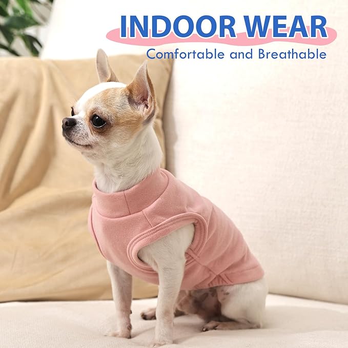 Dog Sweater Fleece - Pink, XS - Stretchable Sleeveless Vest | Warm Lightweight Sweatershirt, Pullover Design for Puppy,Chihuahua Clothes,Autumn/Winter Outdoor Clothing