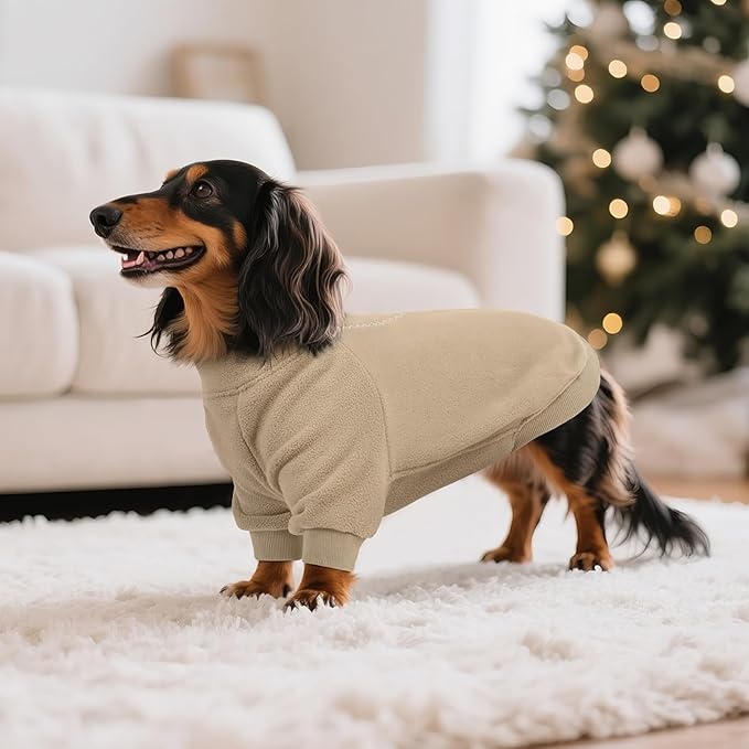 BRKURLEG Dog Sweater, Turtleneck Thick Dogs Sweatshirts Fleece Sweater, Dog Winter Coat for Small Medium Large Dogs, Pet Warm Sweaters with Zipper, Pullover Jacket with Sleeve (Light Coffee, M)