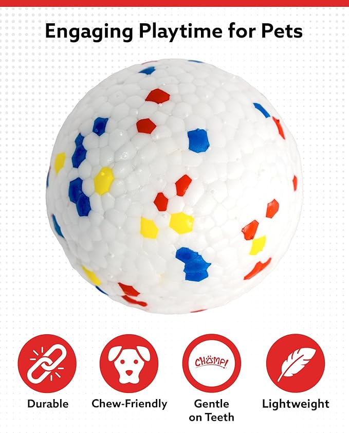 ALPI Chomp Ball - Durable Chew Toys for Dogs & Other Pets - Stimulating Dog Toys for Aggressive Chewers - Soft Dog Chews - 3-Pack, Assorted