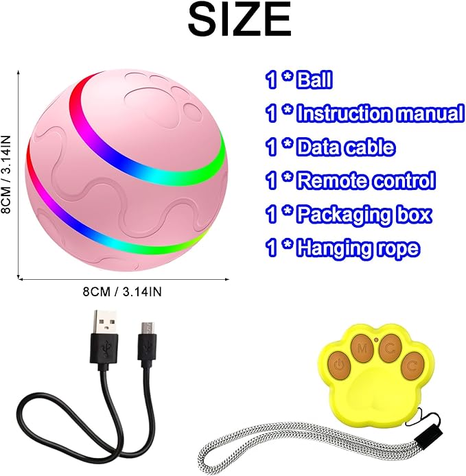 Shaky Ball Toy for Dogs, Large Pet Bounce, Jumping Ball Dog Toy, Automatic Activation Sports Rolling, 2025 New Big Pet Moving Balls (Yellow, Remote Control)