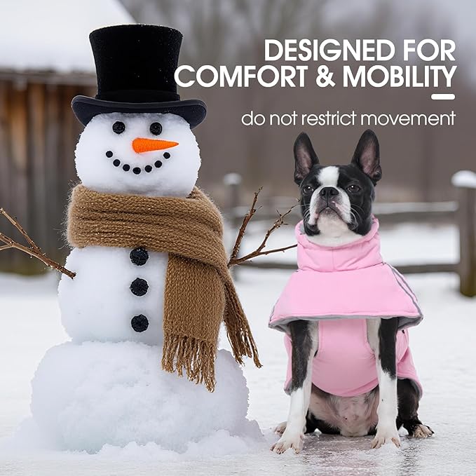 FUAMEY Dog Cold Weather Coats,Dog Winter Jackets for Small Dogs Warm Dogs Coat with Reflective Strips Waterproof Pet Snowsuit Thick Paded Pets Vest for Yorkshire Chihuahua Pink S