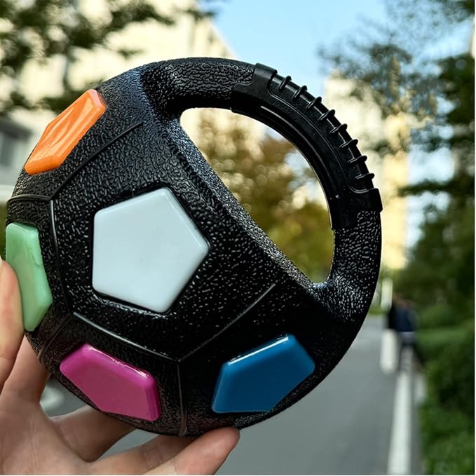 The Mellow Dog Calming Ball with Handle for Dogs, Mellow Dog Calming Ball, Interactive Football Shape Dog Toy, TPR Chewable Material, Squeaky, Water Play, Training & Outdoor Games (Black-B)