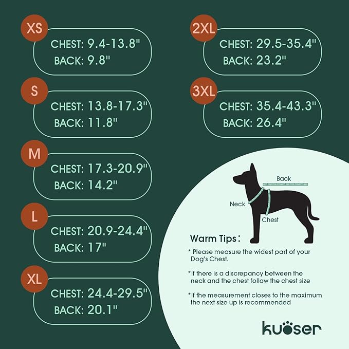Kuoser Reversible Dog Jacket, Warm Winter Coat for Medium & Large Dogs, Warm Windproof Pet Cold Weather Clothes, Red XL