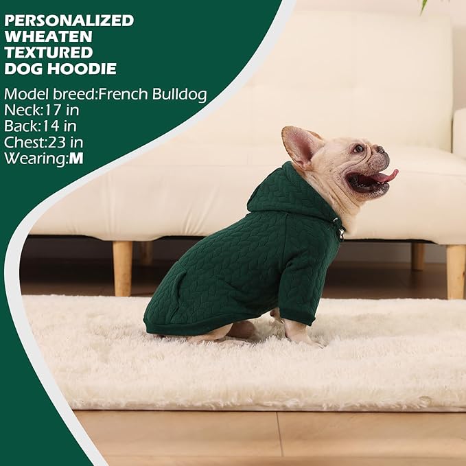 EXPAWLORER Textured Cable Knit Basic Dog Hoodie, Elevated Style Dog Sweater with Leash Hole and Pocket, Soft and Warm Pet Winter Coat, Cold Weather Clothes for Small Medium Large Dogs,Dark Green XL